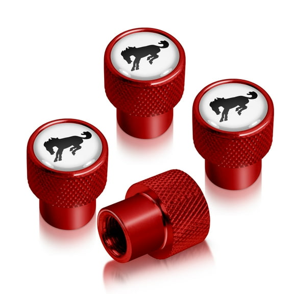 iPick Image for Ford Bronco Logo in White on Red Aluminum Tire Valve Stem Caps, Official Licensed