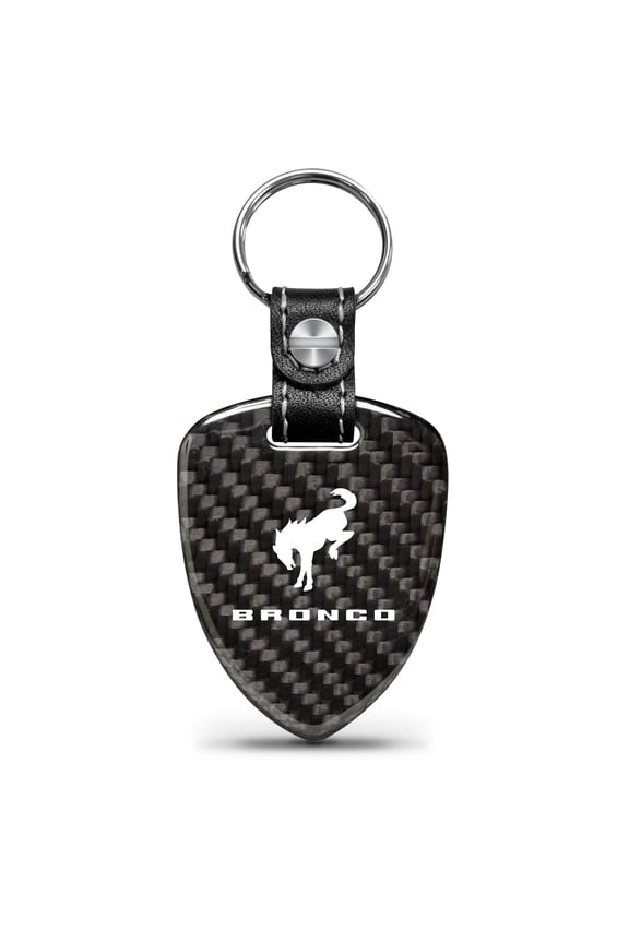 for Ford Bronco Real Black Carbon Fiber Large Shield-Style Key Chain, Official Licensed