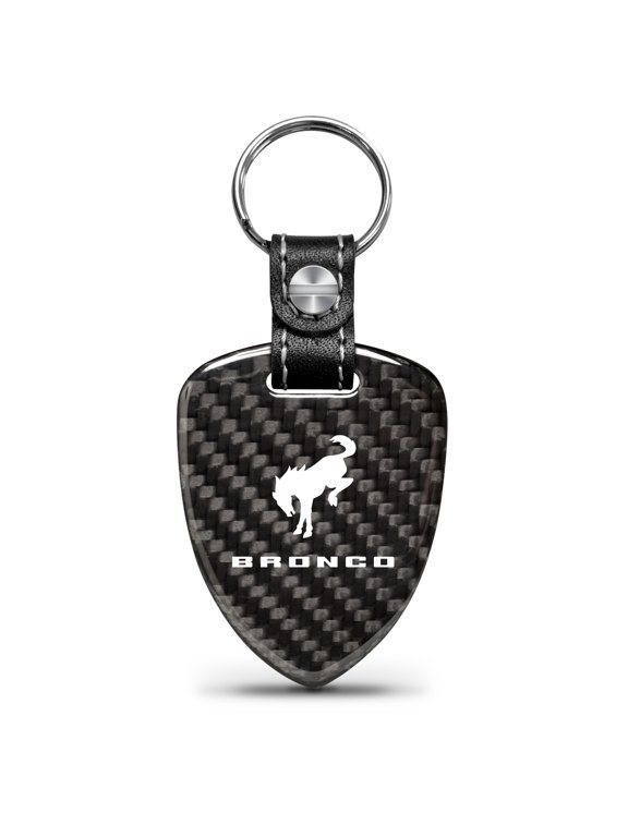 for Ford Bronco Real Black Carbon Fiber Large Shield-Style Key Chain, Official Licensed