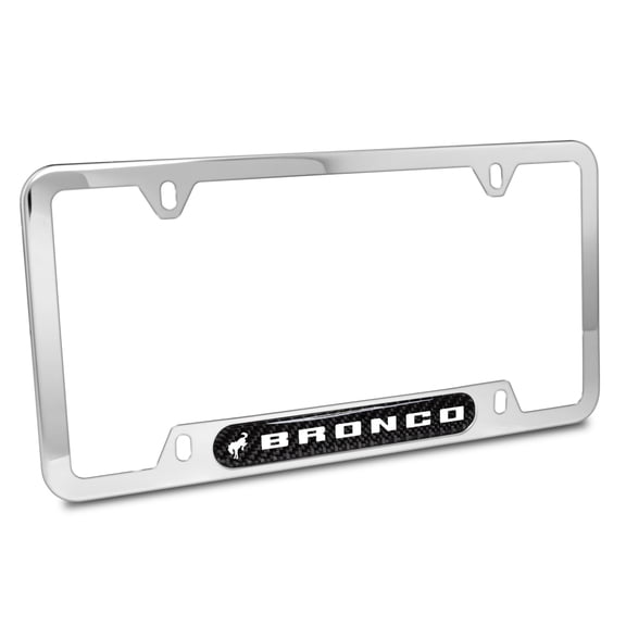 iPick Image for Ford Bronco Real Carbon Fiber Nameplate Chrome Stainless Steel License Plate Frame, Official Licensed