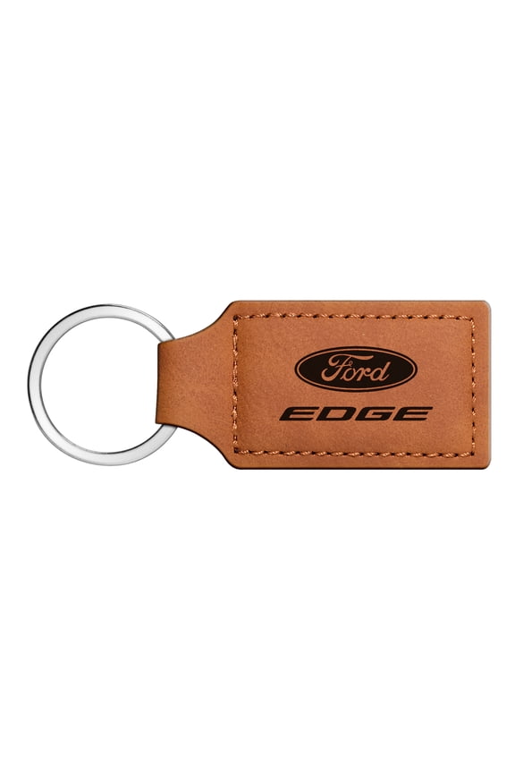 for Ford Edge Rectangular Brown Leather Key Chain, Official Licensed
