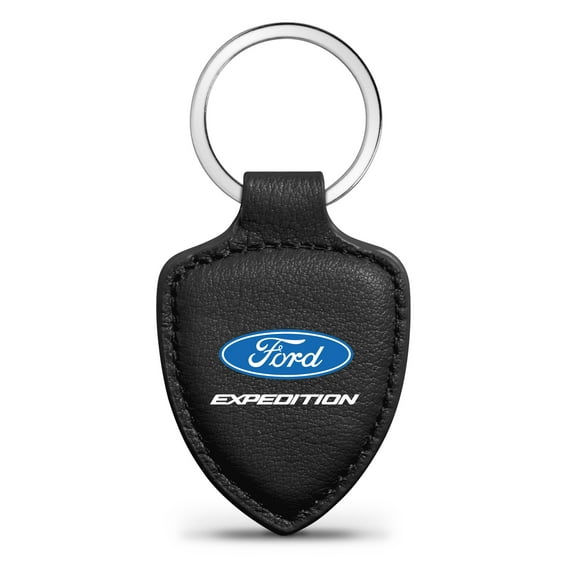 iPick Image for Ford Expedition Black Real Leather Shield-Style Key Chain, Official Licensed