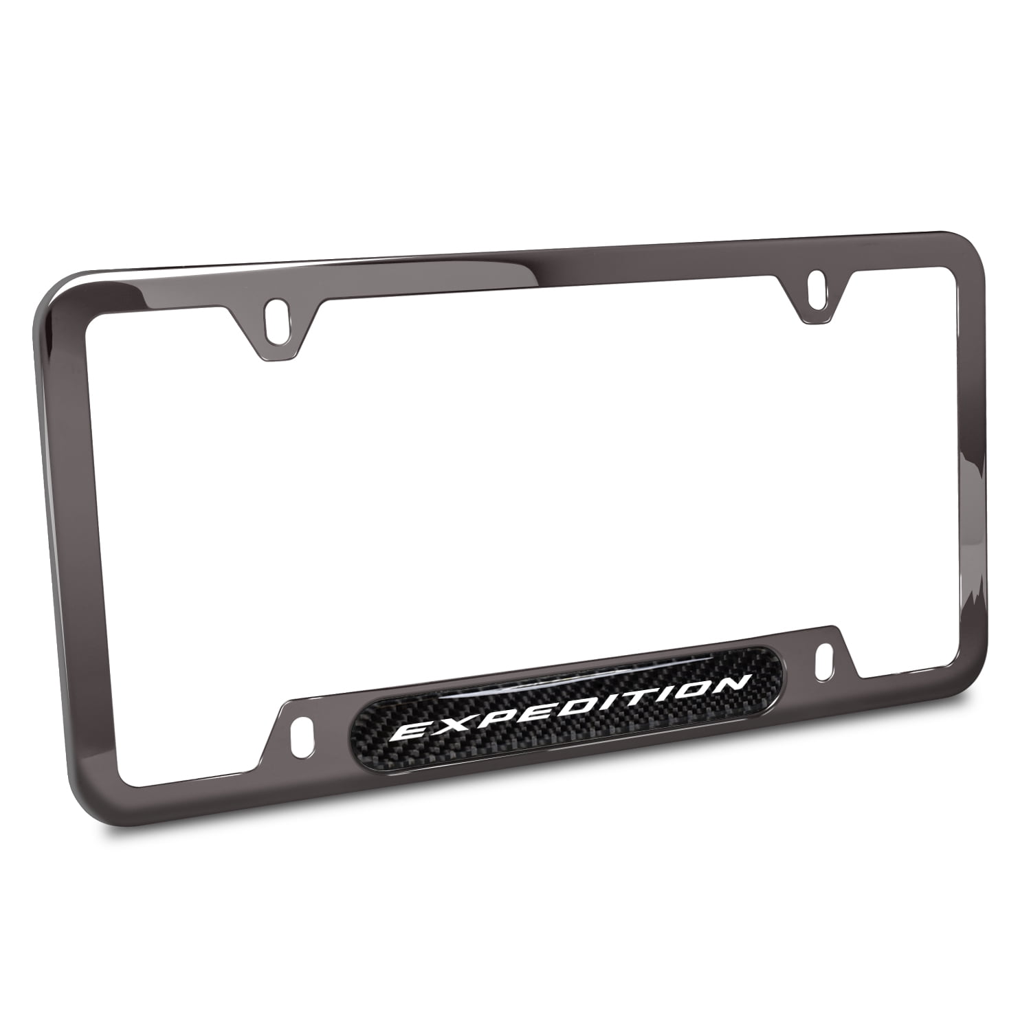 iPick Image for Ford Expedition Real Carbon Fiber Insert Gunmetal Chrome Stainless Steel License Plate Frame, Official Licensed
