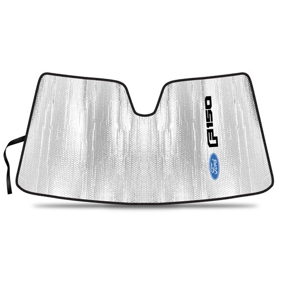 iPick Image for Ford F-150 2015 to 2020 with sensor Custom Fit Silver Reflective Bubble Roll-up Auto Windshield Sun Shade, Official Licensed