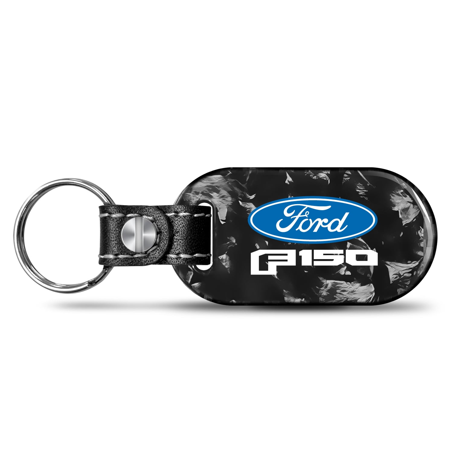 iPick Image for Ford F-150 2015 up LED Printed on Real Forged Carbon Fiber Tag Style Key Chain, Official Licensed