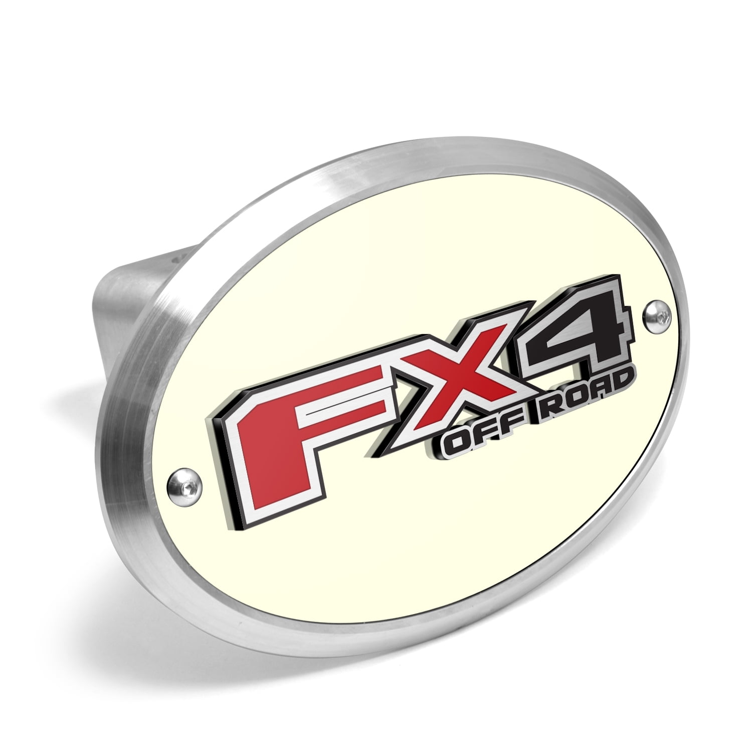 IPick Ford F-150 FX4 Off-Road 3D Logo Hitch Cover - 2 Inch Billet Aluminum Tow Hitch Plug, Black Oval