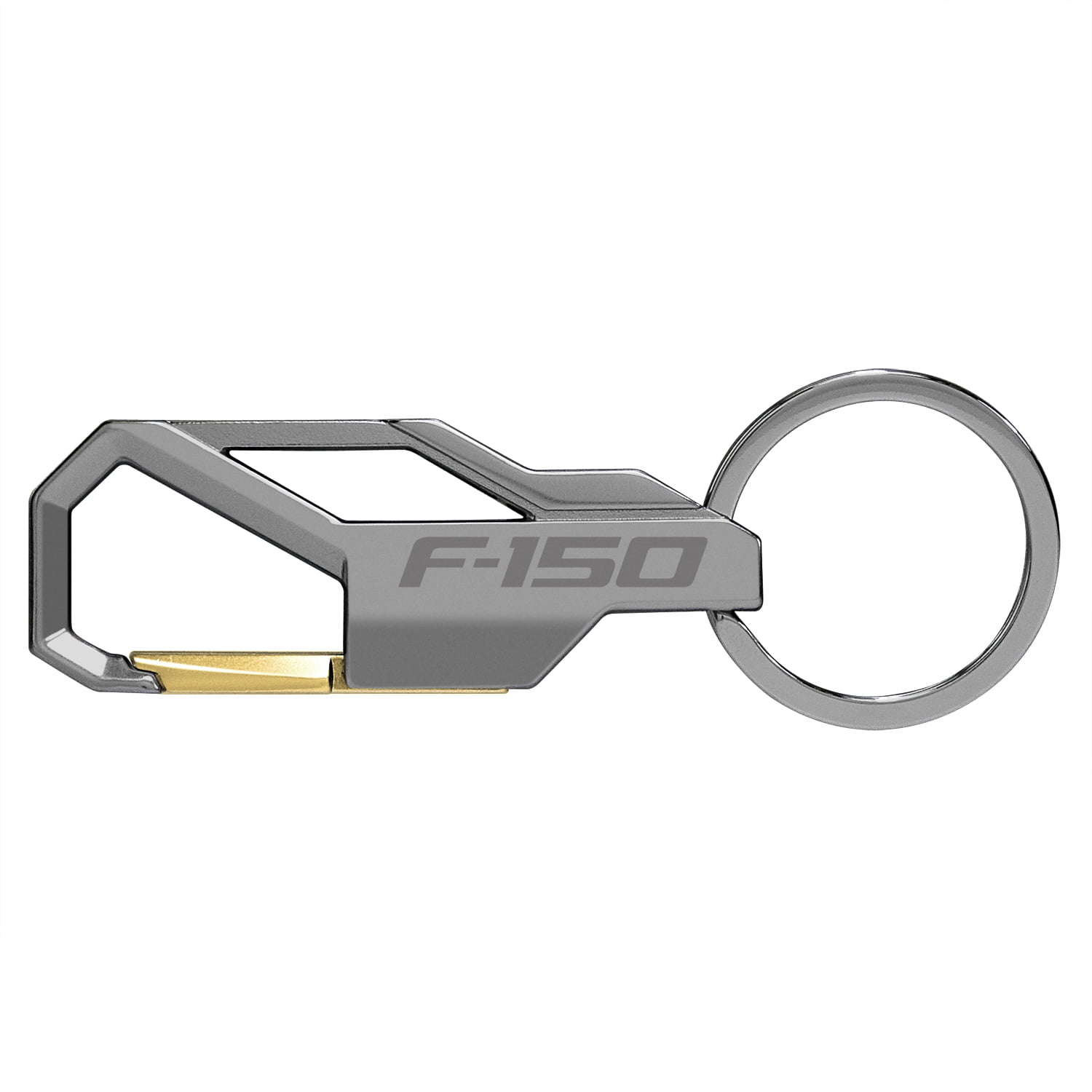 iPick Image for Ford F-150 Gunmetal Black Carabiner-style Snap Hook Metal Key Chain, Official Licensed