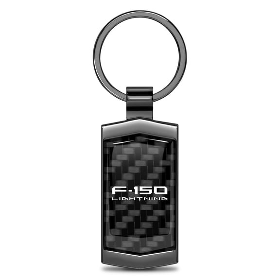 iPick Image for Ford F-150 Lightning Real Black Carbon Fiber Gunmetal Metal Case Key Chain, Official Licensed