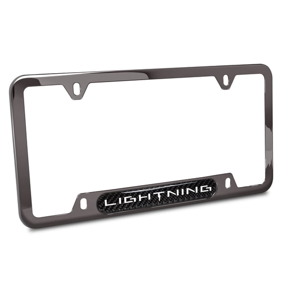 iPick Image for Ford F-150 Lightning Real Carbon Fiber insert Gunmetal Chrome Stainless Steel License Plate Frame, Official Licensed