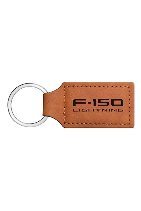 for Ford F-150 Lightning Rectangular Brown Leather Key Chain, Official Licensed