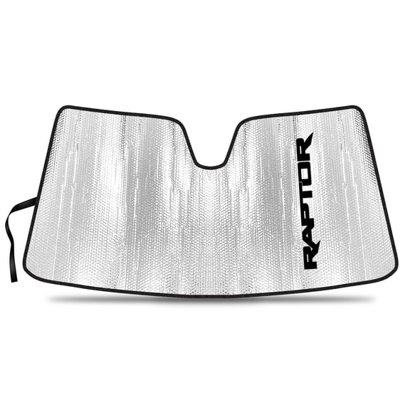iPick Image for Ford F-150 Raptor 2021 to 2022 Custom Fit Silver Reflective Bubble Roll-up Auto Windshield Sun Shade, Official Licensed
