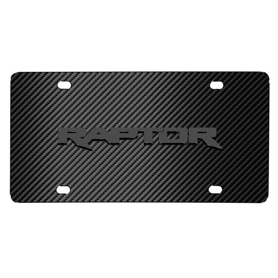 iPick Image for Ford F-150 Raptor 3D Dark Gray Logo on Black Carbon Fiber Pattern Stainless Steel License Plate, Official Licensed