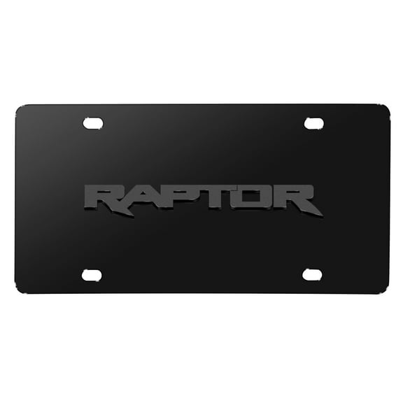 iPick Image for Ford F-150 Raptor 3D Dark Gray Logo on Black Stainless Steel License Plate, Official Licensed