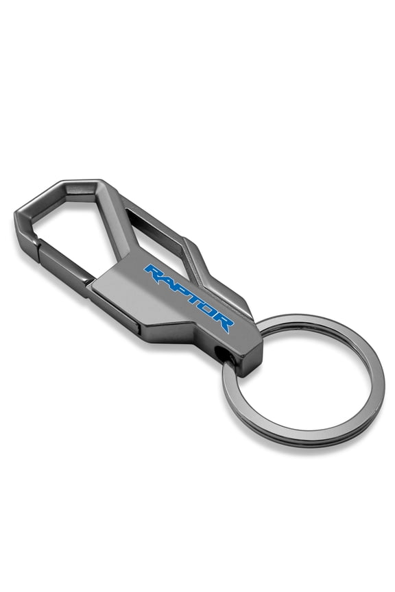 for Ford F-150 Raptor Blue Gunmetal Black Carabiner-style Snap Hook Metal Key Chain, Official Licensed