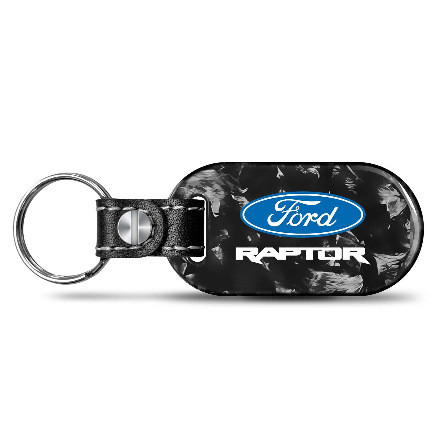 iPick Image for Ford F-150 Raptor LED Printed on Real Forged Carbon Fiber Tag Style Key Chain, Official Licensed