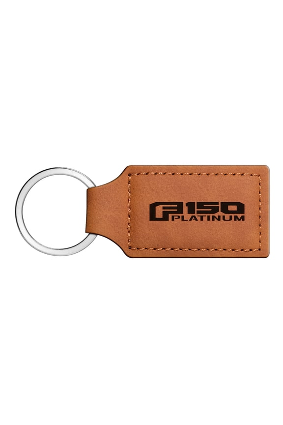for Ford F150 Platinum Rectangular Brown Leather Key Chain, Official Licensed
