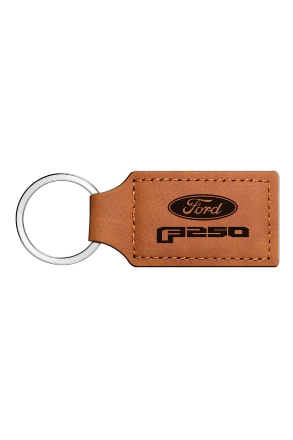 for Ford F250 Rectangular Brown Leather Key Chain, Official Licensed