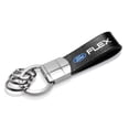 thumbnail image 1 of iPick Image for Ford Flex Black Real Leather Strap Chrome Round Hook Metal Key Chain, Official Licensed, 1 of 4