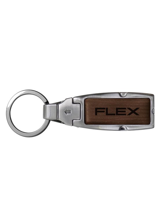 for Ford Flex Brown Leather Detachable Ring Black Metal Key Chain, Official Licensed