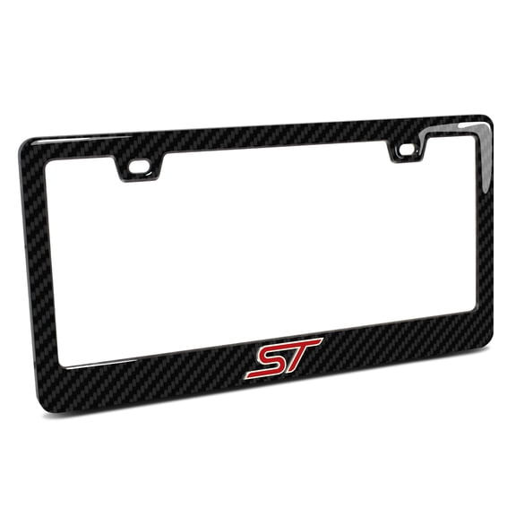 iPick Image for Ford Focus ST 3D Night Glow Luminescent Logo on Real Carbon Fiber ABS License Plate Frame, Official Licensed