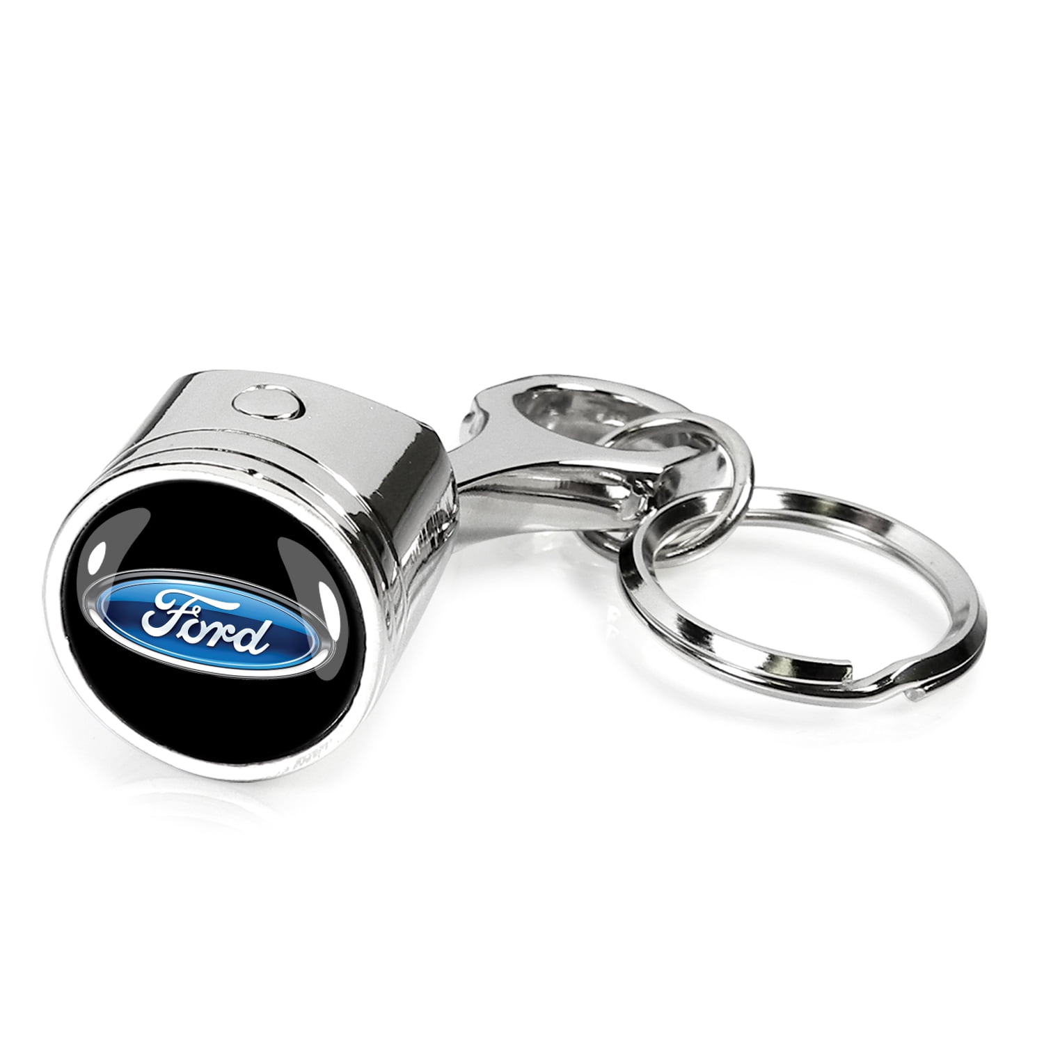 iPick Image for Ford Logo Chrome Finish Engine Piston and Rod Metal Key Chain, Official Licensed