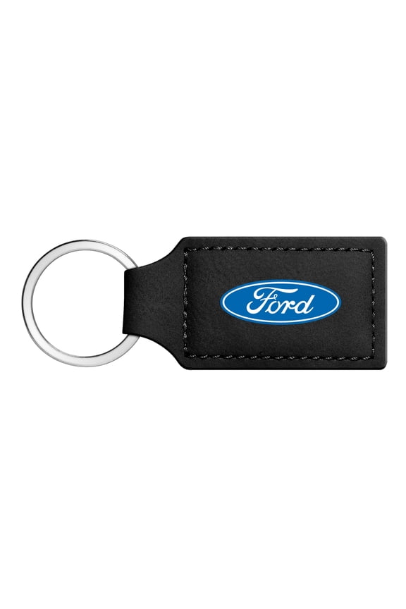 for Ford Logo Rectangular Black Leatherette Key Chain, Official Licensed