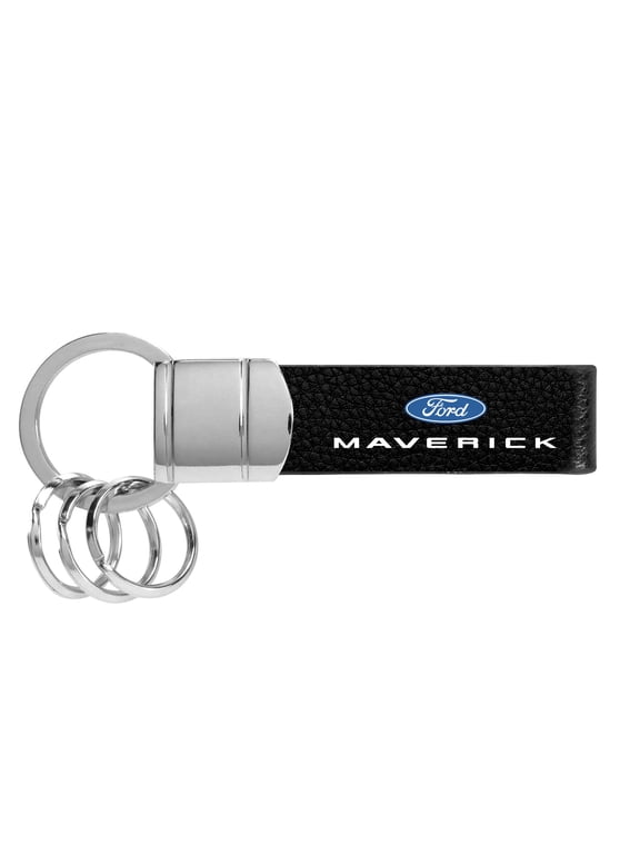 for Ford Maverick Genuine Black Leather Strap Loop Key Chain, Official Licensed