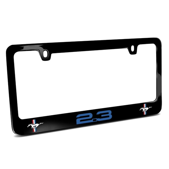 iPick Image for Ford Mustang 2.3L EcoBoost in Blue Black Metal License Plate Frame, Official Licensed