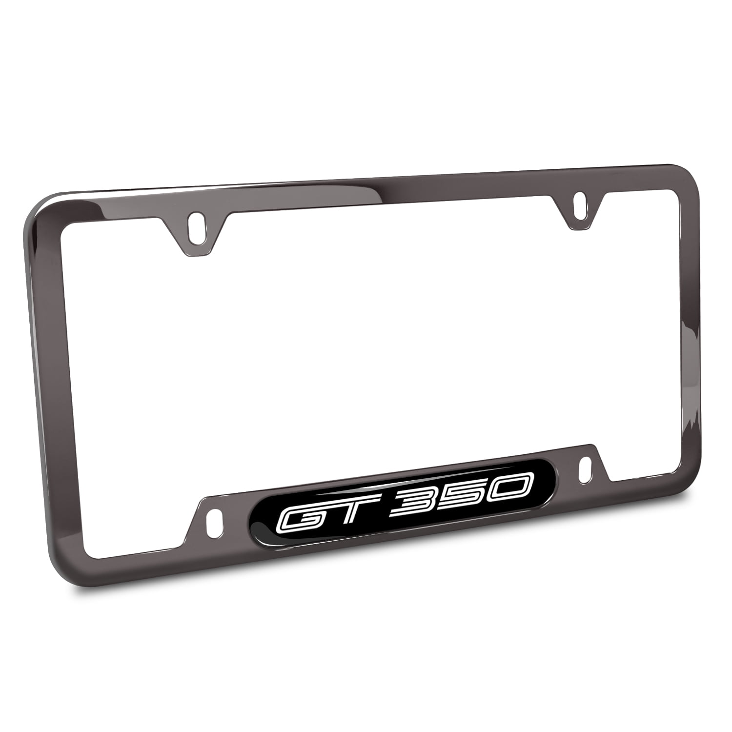 iPick Image for Ford Mustang 350 GT Black Insert Gunmetal Chrome Stainless Steel License Plate Frame, Official Licensed
