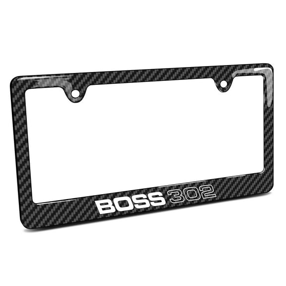 iPick Image for Ford Mustang Boss 302 Black Carbon Fiber Look ABS Plastic License Plate Frame, Official Licensed