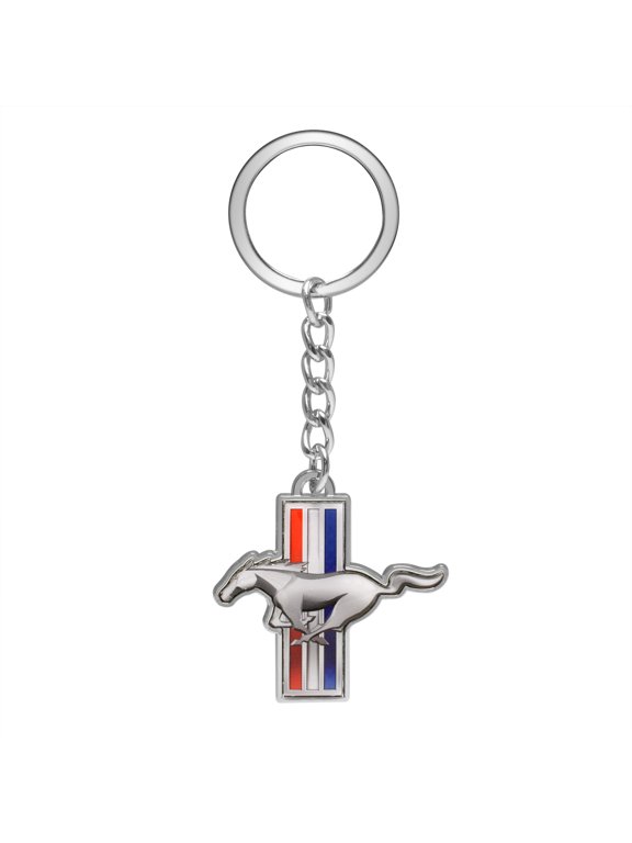 for Ford Mustang Tri-Bar Full-Color Die-Cut Metal Key Chain, Key-Charm, Official Licensed