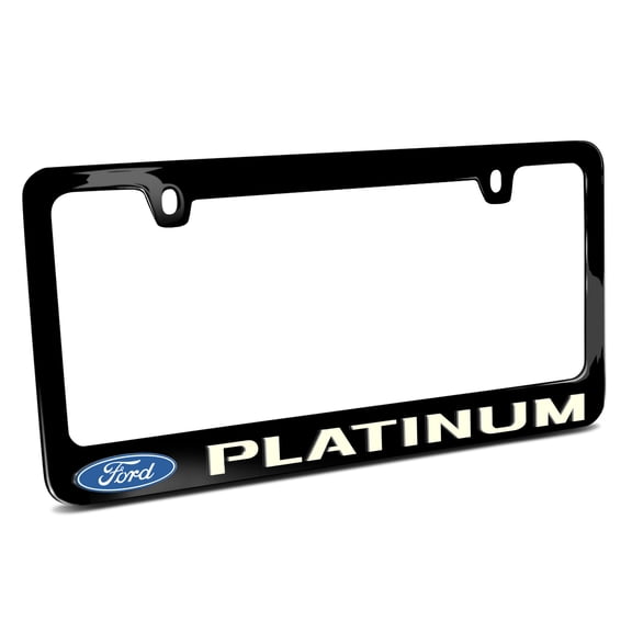 iPick Image for Ford Platinum 3D Night Glow Luminescent Logo on Black Metal License Plate Frame, Official Licensed
