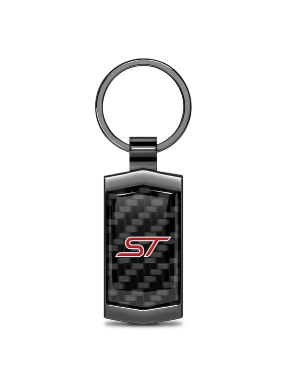 for Ford ST Real Black Carbon Fiber Gunmetal Metal Case Key Chain, Official Licensed