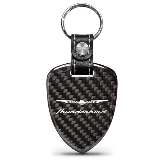 iPick Image for Ford Thunderbird Real Black Carbon Fiber Large Shield-Style Key Chain, Official Licensed