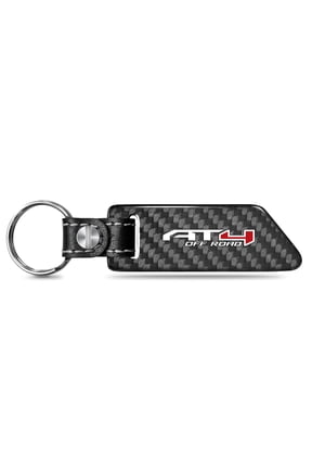 for GMC AT4 Black Real Carbon Fiber Blade Style with Black Leather Strap Key Chain, Official Licensed