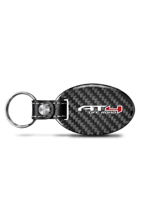 for GMC AT4 Black Real Carbon Fiber Oval Shape with Black Leather Strap Key Chain, Official Licensed