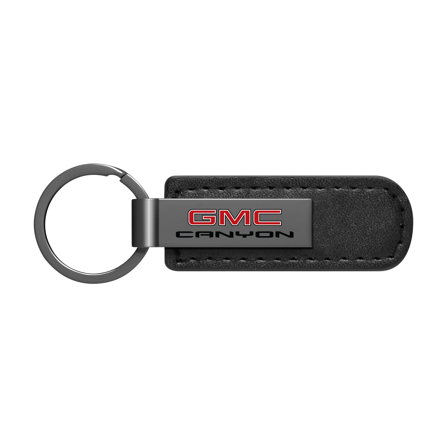 iPick Image for GMC Canyon Black Chrome Metal Plate Black PU Leather Key Chain, Official Licensed