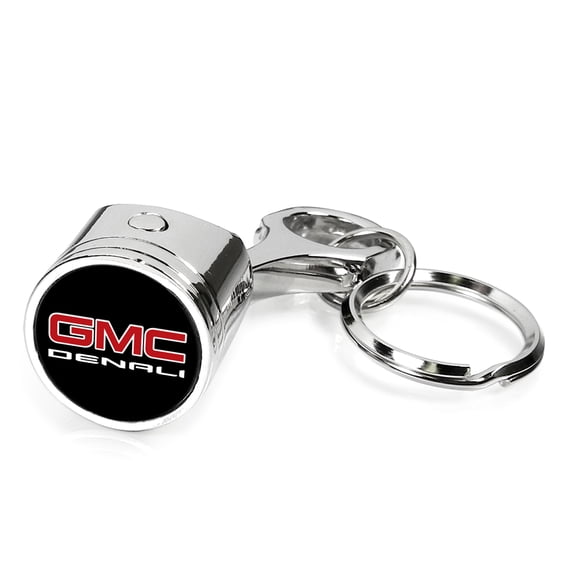 iPick Image for GMC Denali Engine Piston Style Chrome Metal Key Chain, Official Licensed