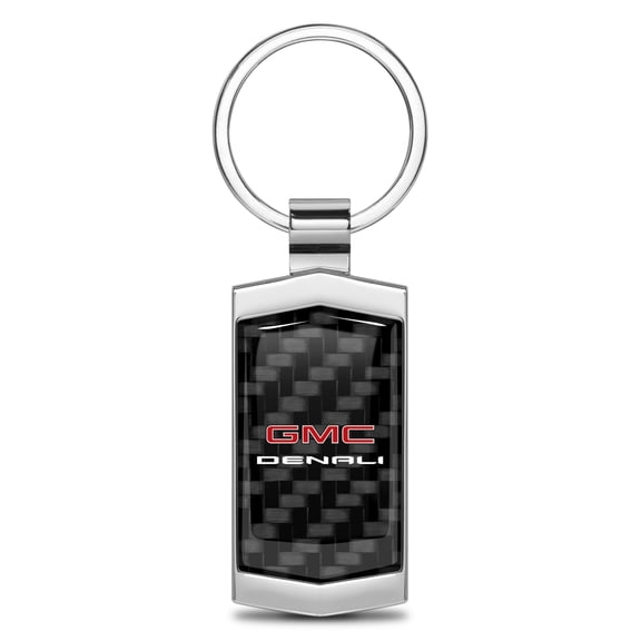 iPick Image for GMC Denali Real Black Carbon Fiber Chrome Metal Case Key Chain, Official Licensed