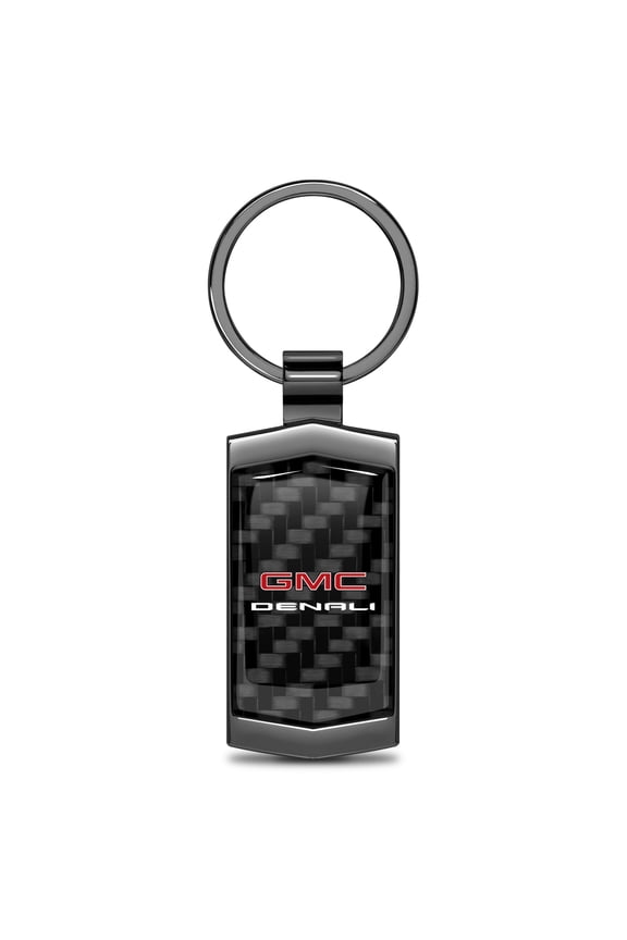 for GMC Denali Real Black Carbon Fiber Gunmetal Black Case Key Chain, Official Licensed