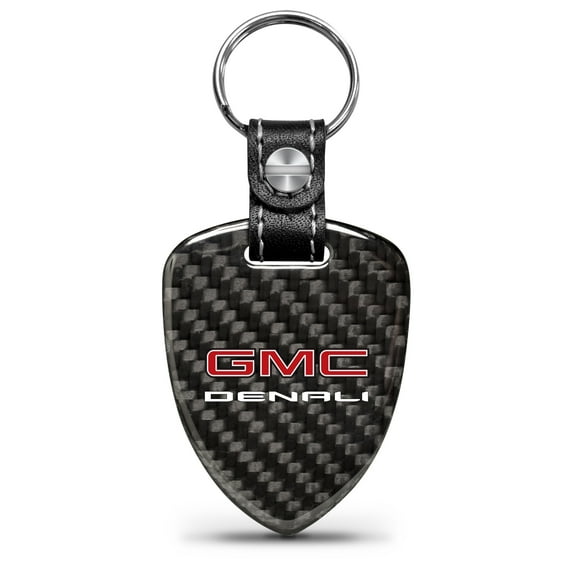 iPick Image for GMC Denali Real Black Carbon Fiber Large Shield-Style Key Chain, Official Licensed