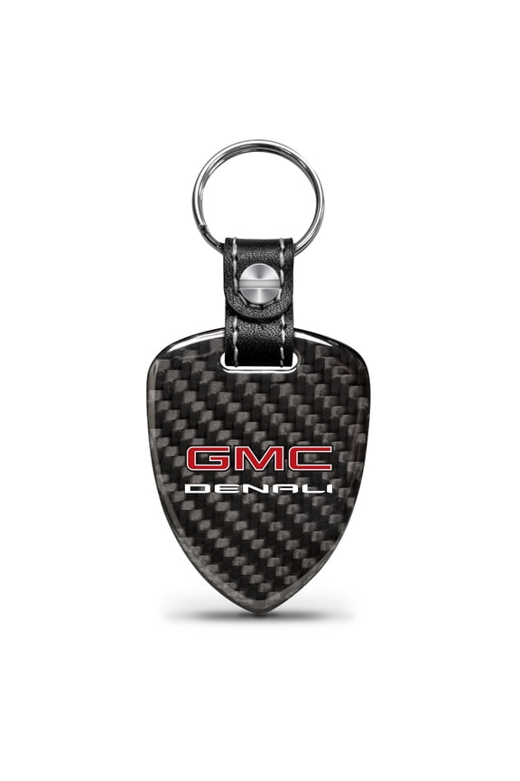 for GMC Denali Real Black Carbon Fiber Large Shield-Style Key Chain, Official Licensed