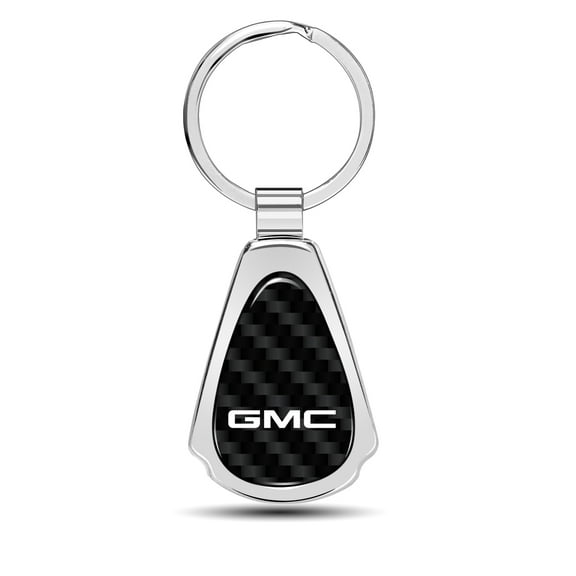 iPick Image for GMC Logo Real Black Carbon Fiber Chrome Metal Teardrop Key Chain, Official Licensed