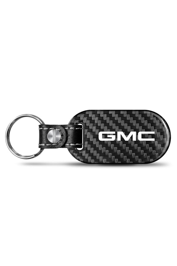 for GMC Real Black Carbon Fiber Tag Style Key Chain, Official Licensed