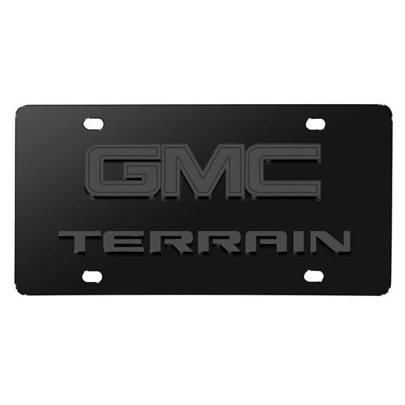 iPick Image for GMC Terrain 3D Dark Gray Dual Logo Black Stainless Steel License Plate, Official Licensed