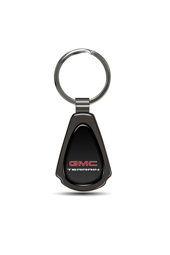 for GMC Terrain Black Dome Gunmetal Black Metal Teardrop Key Chain, Official Licensed