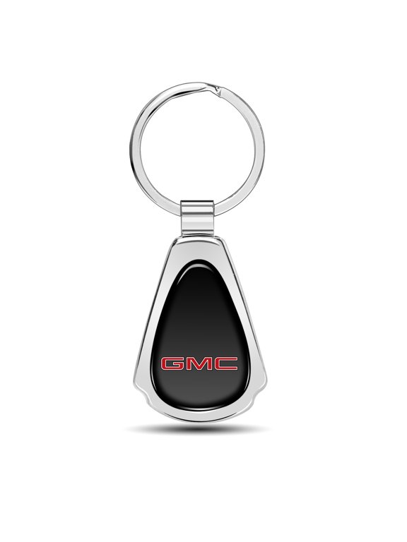 for GMC in Red Black Dome Chrome Metal Teardrop Key Chain, Official Licensed