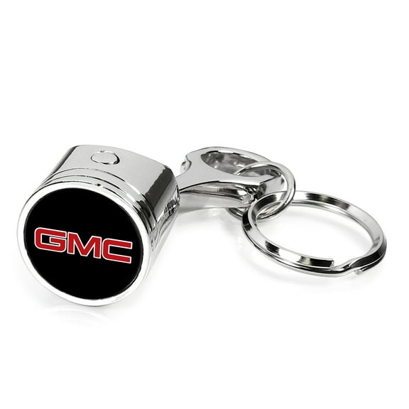 iPick Image for GMC in Red Engine Piston Style Chrome Metal Key Chain, Official Licensed