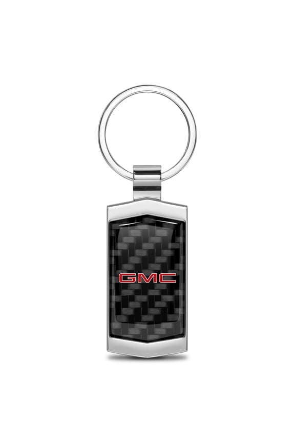for GMC in Red Real Black Carbon Fiber Chrome Metal Case Key Chain, Official Licensed