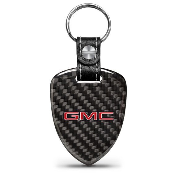 iPick Image for GMC in Red Real Black Carbon Fiber Large Shield-Style Key Chain, Official Licensed